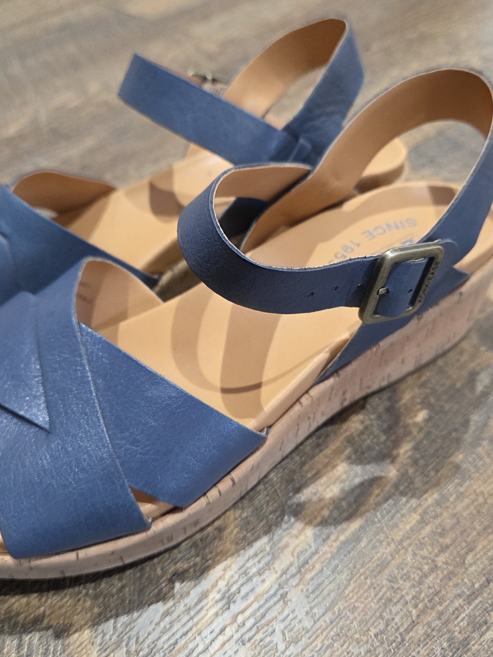 Kork-Ease Womens Blue Cork Wedge Sandals Size 8M - Picture 6 of 10